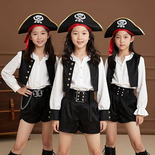 Pirate Girl in Black and White Outfit