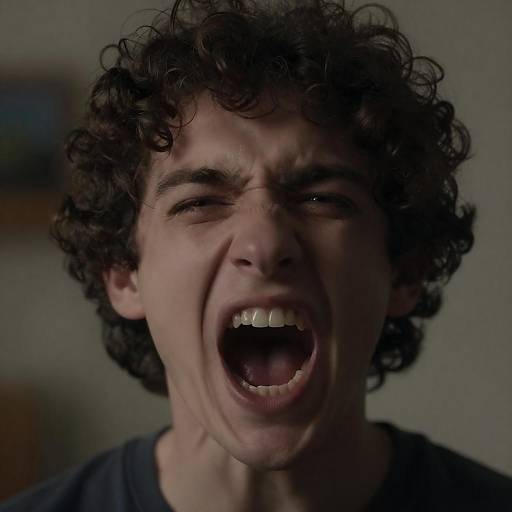 Intense Close-Up of a Screaming Young Man