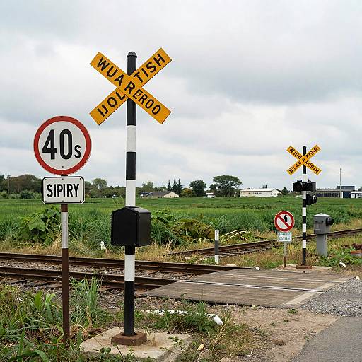 Timeless Rural Train Crossing Elegance