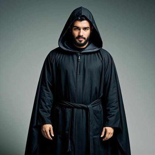 Man in Black Hooded Abaya Costume
