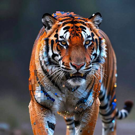 Cybernetic Tiger Mosaic Art