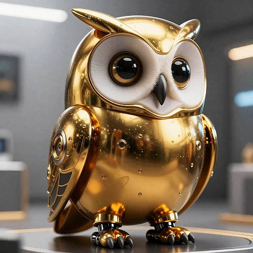 Stippling Chrome Owl in Sorayma Style