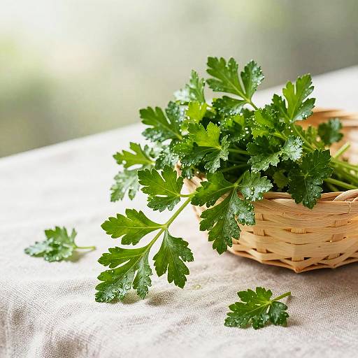 Fresh Parsley Basket in Soft Light
