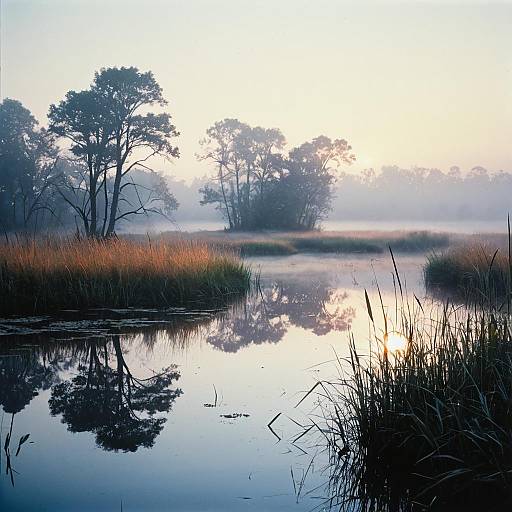 Foggy Wetlands at Sunrise
