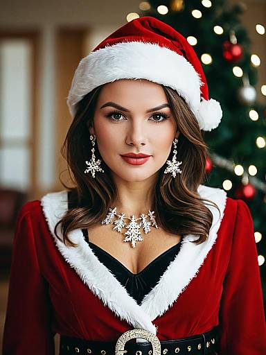 Realistic Woman in Santa Costume
