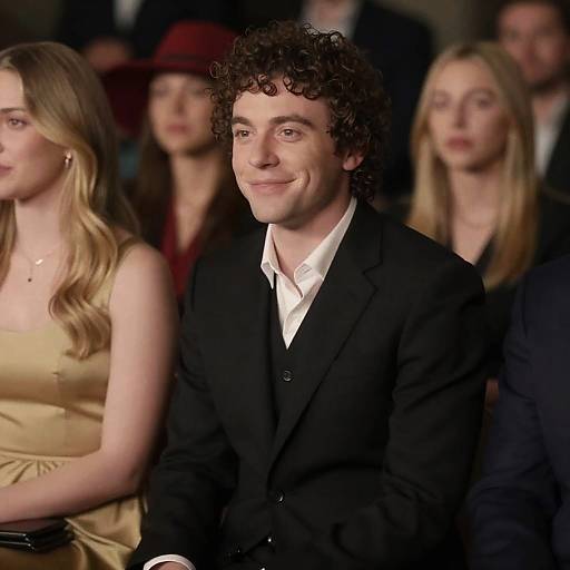 Man in Black Suit Smiling Indoors