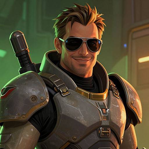 Power Armor Portrait with Aviator Glasses
