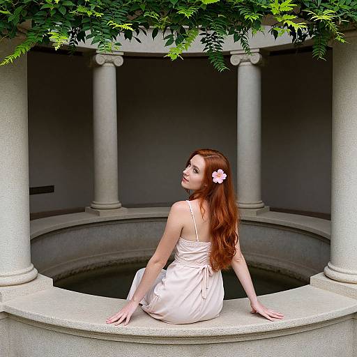 Graceful Woman in Classical Well