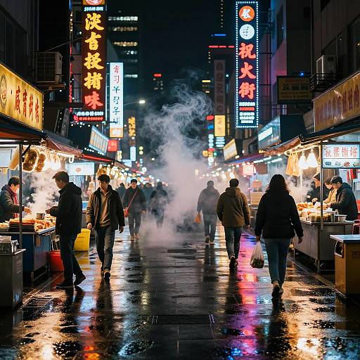 Neon City Night with Smoke