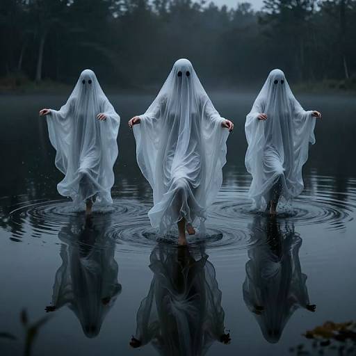 Ethereal Ghosts Dancing on Mirror Lake