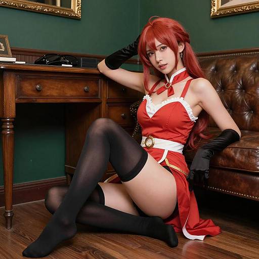 Provocative Red-Haired Cosplay Portrait