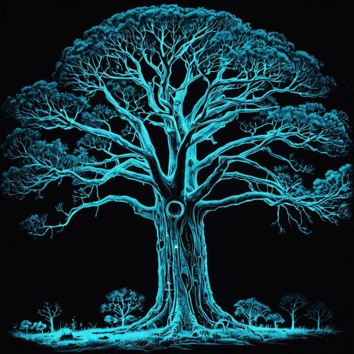 Neon X-Ray Artwork of Ancient Tree