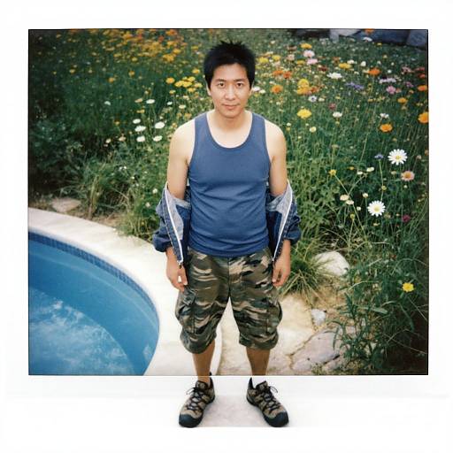 Adventurous Man in Camouflage Attire