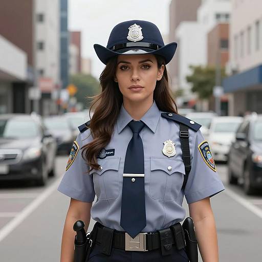 Realistic Female Police Officer in Urban Setting