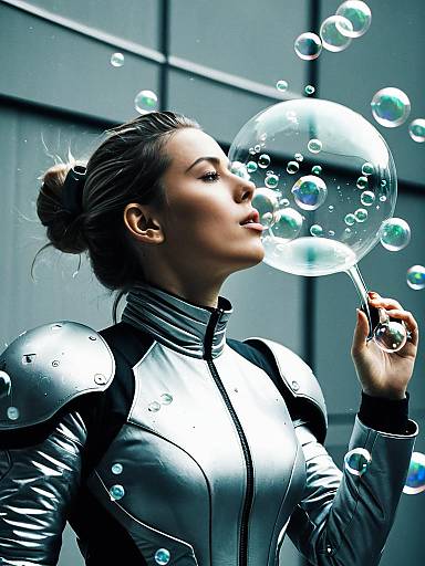Futuristic Woman with Bubbles
