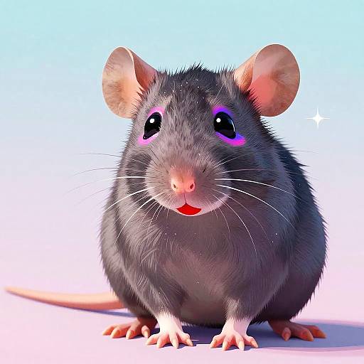 Stylish Rat with Neon Makeup