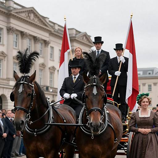 Historical Procession with Dark Horses