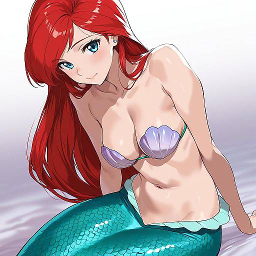 Illustration of Ariel (disney), the little mermaid in the style of Ashiomi masato
