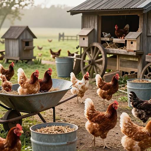 Bustling Henyard at Early Morning