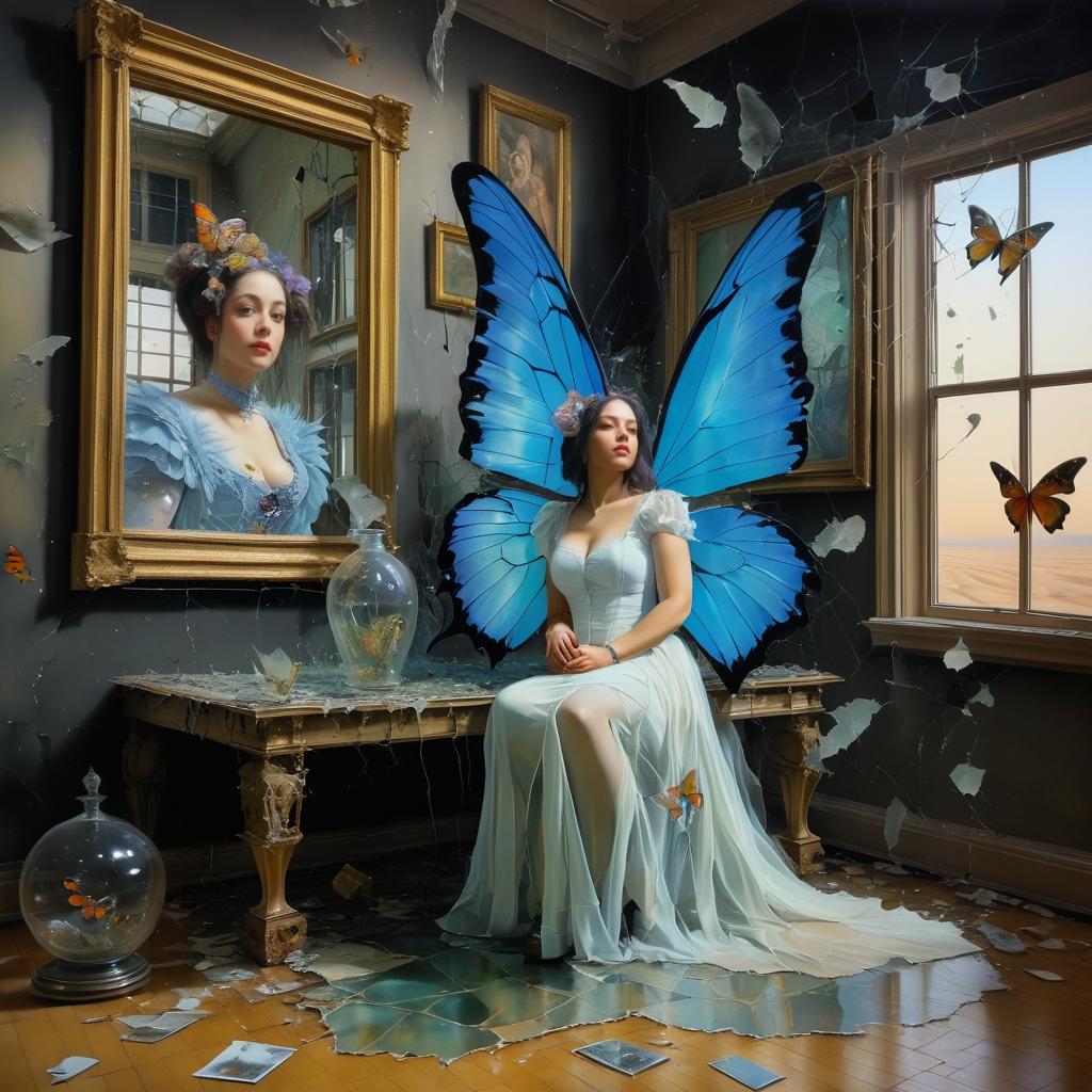 Surreal Masterpiece: Woman with Butterfly Wings