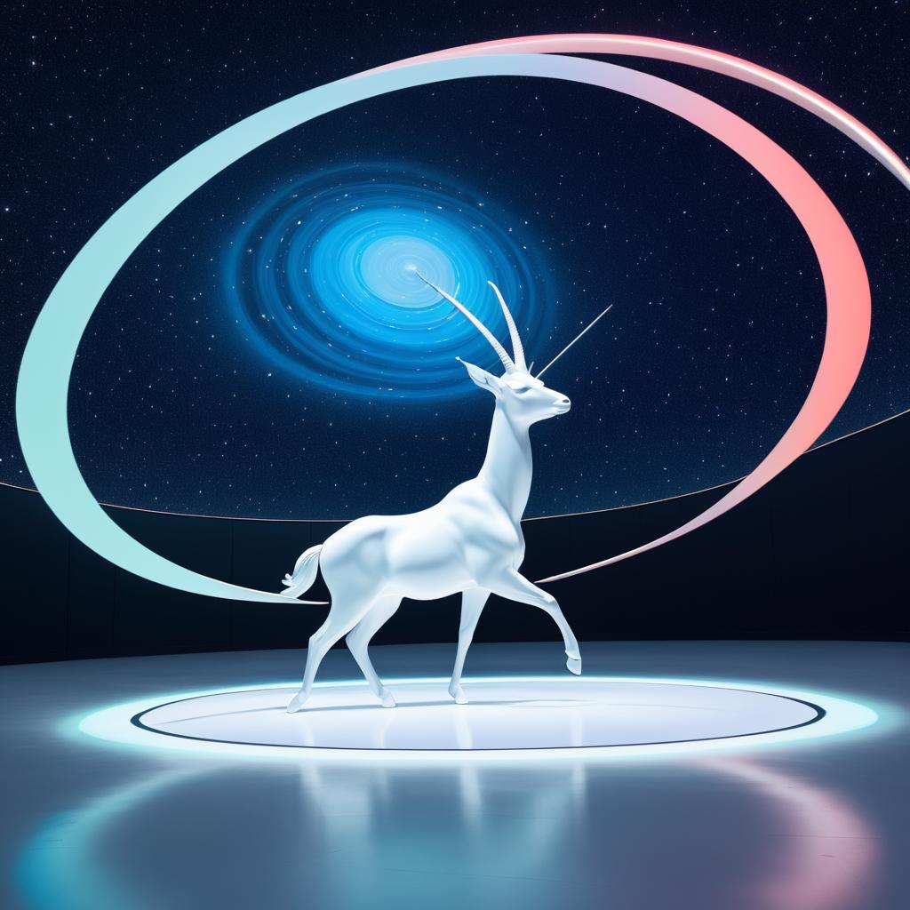 Minimalist Anaglyph Art of Antelope in Space