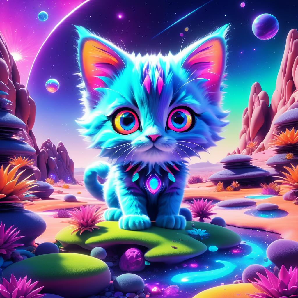 Whimsical Extraterrestrial Kitten Adventure