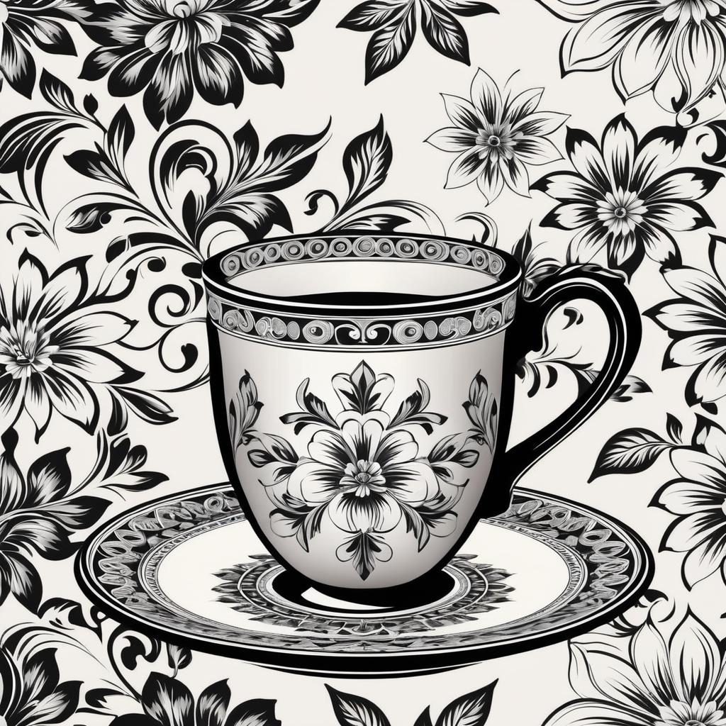 Vintage Floral Vector Design for Mug