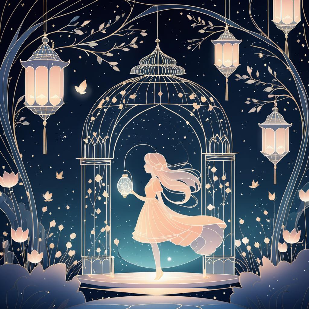 Whimsical Lantern Keeper Illustration