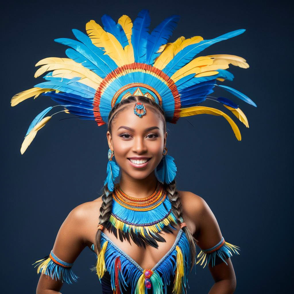 Excited Young Woman in Moomba Festival Costume