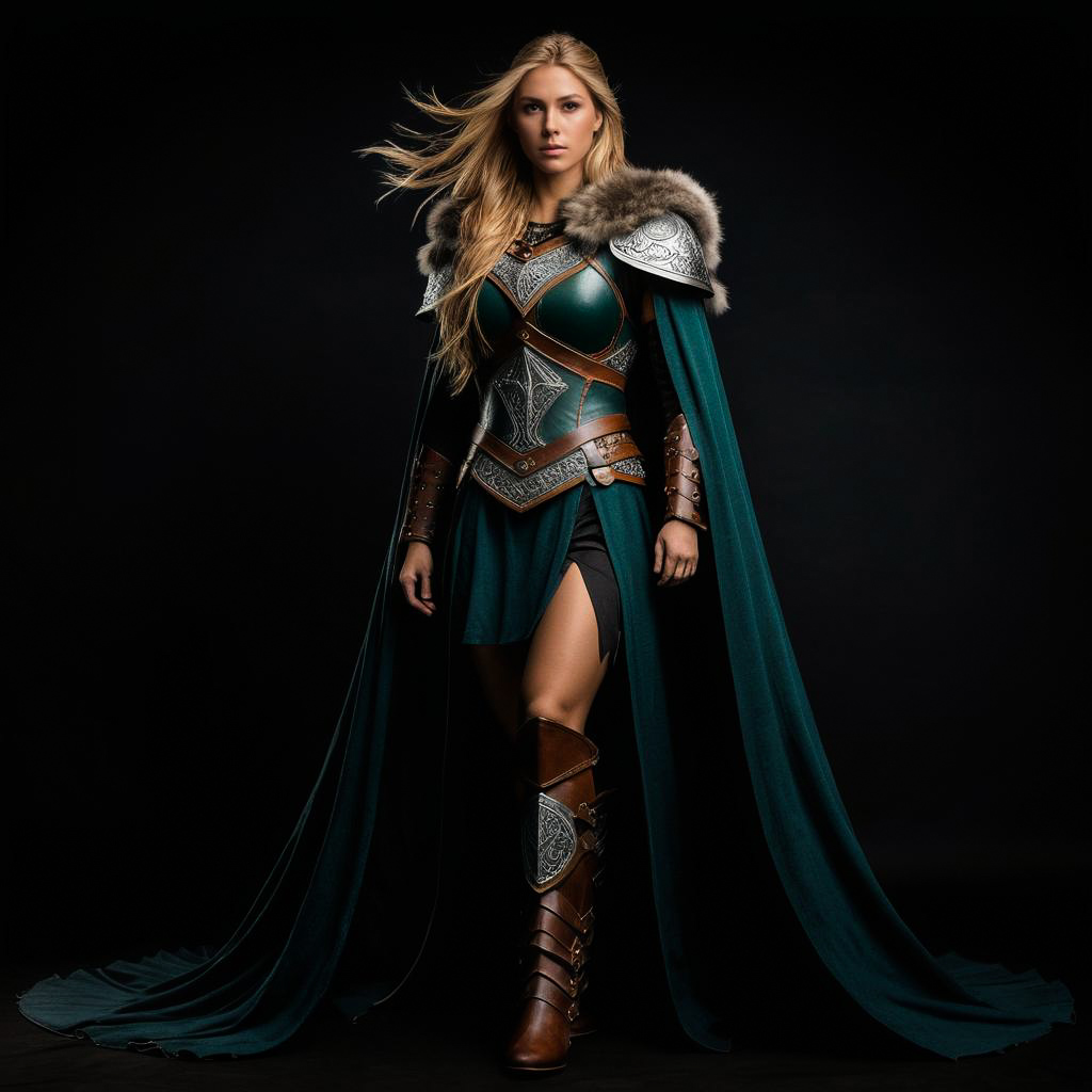 Fierce Shieldmaiden in Viking Armor