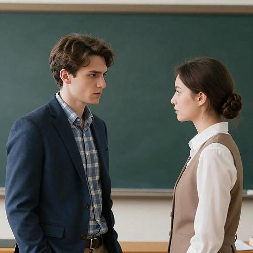 Intense Classroom Encounter between Two People