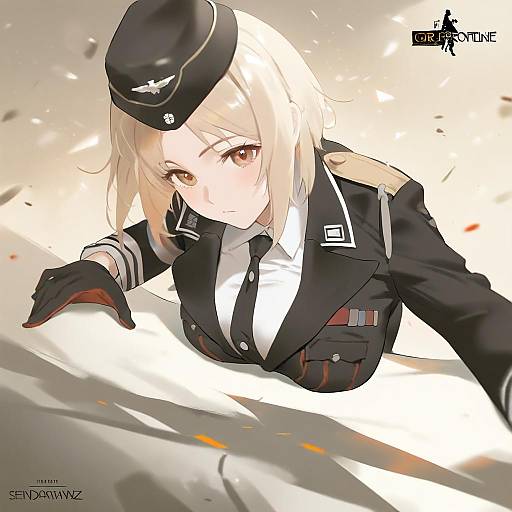 Illustration of Mp40 (girls' frontline), girls' frontline in the style of Sendo (sendrawz)