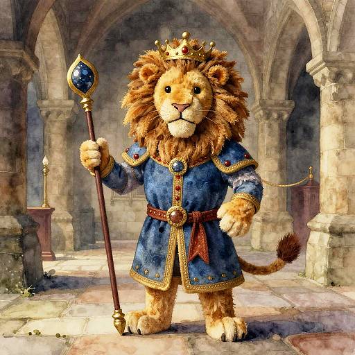 Regal Medieval Lion Bard Scene