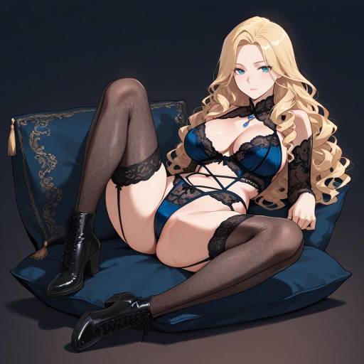 Enchanting Woman in Lingerie with Curly Hair Enchanting Woman in Lingerie with Curly Hair