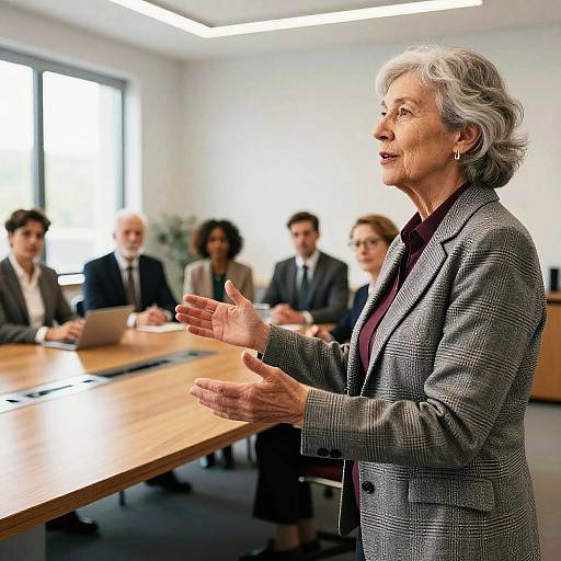 Elderly Woman Leading Conference Discussion