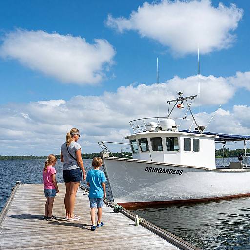 Family Fishing Dock with Boat