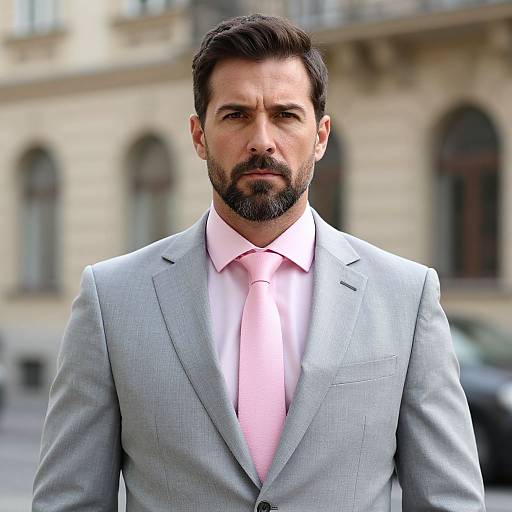 Handsome Man in Gray Suit Urban Portrait