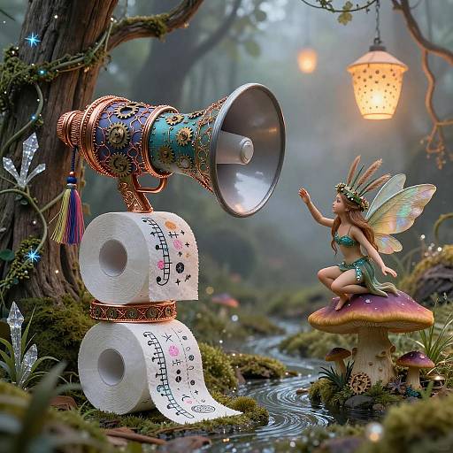 Whimsical Forest Megaphone and Fairy Figurine