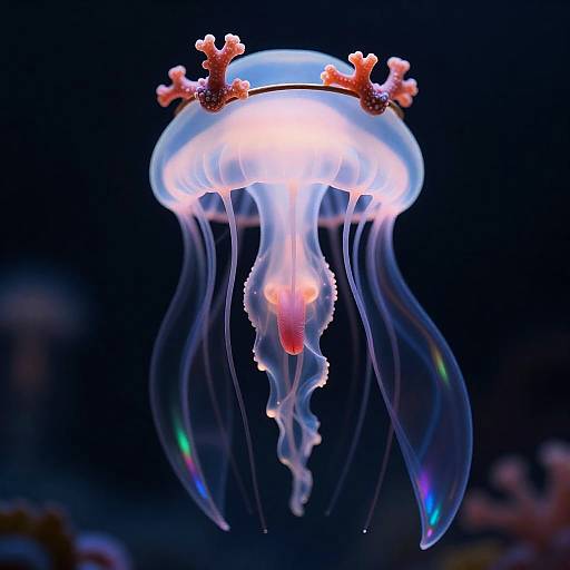 Playful Bioluminescent Jellyfish with Tiara