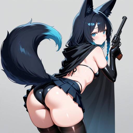 Fierce Fox Girl in Dark Elegance Fierce Fox Girl in Dark Elegance