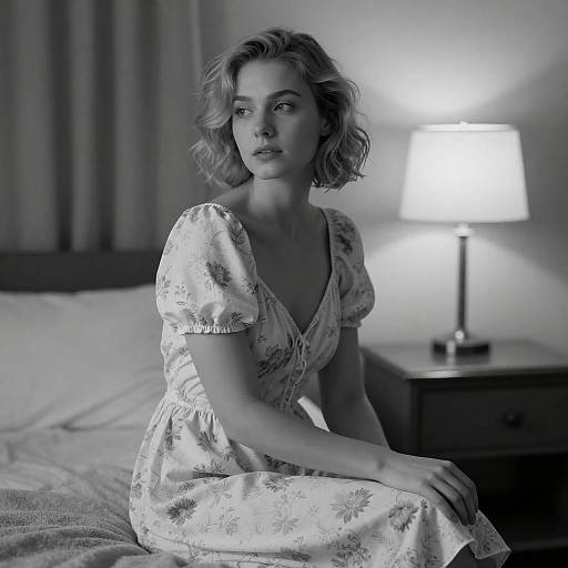 Serene Black and White Portrait of Woman