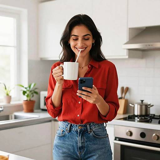 Cheerful Woman in Bright Kitchen