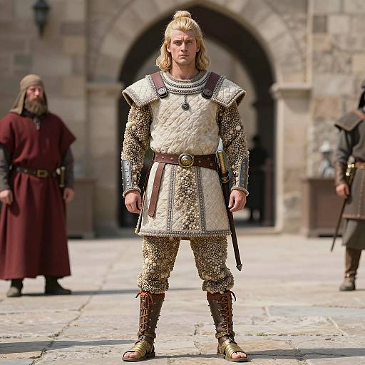 Medieval Warrior in Pebble Costume