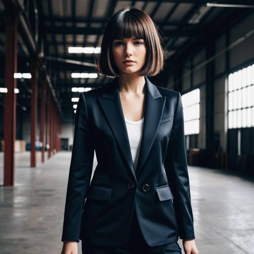 Fashion Model with Sleek Bob Hairstyle in Industrial Warehouse Fashion Model with Sleek Bob Hairstyle in Industrial Warehouse