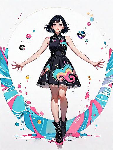 Stylish Woman in Graphic Tank Dress