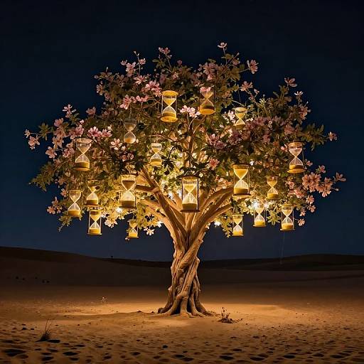 Radiant Tree of Hourglass Blossoms