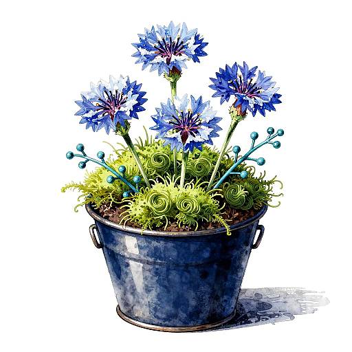 Contemporary Ink-Watercolor Still-Life