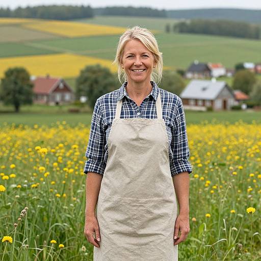 Cheerful Woman in Vibrant Countryside
