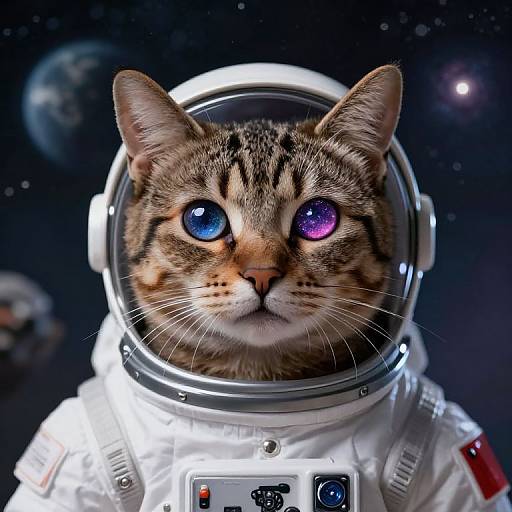 Galactic Tabby Cat in Spacesuit