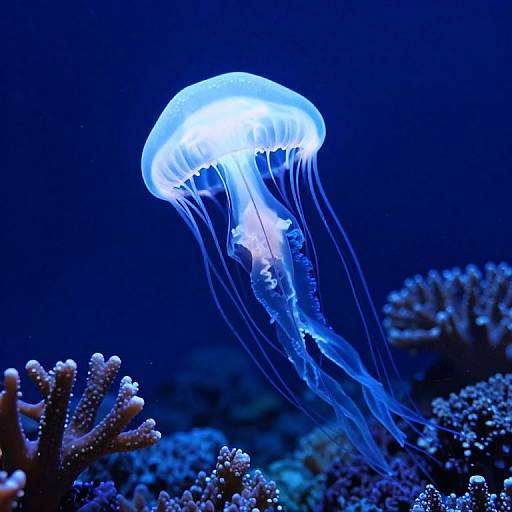 Glowing Jellyfish in Deep Ocean